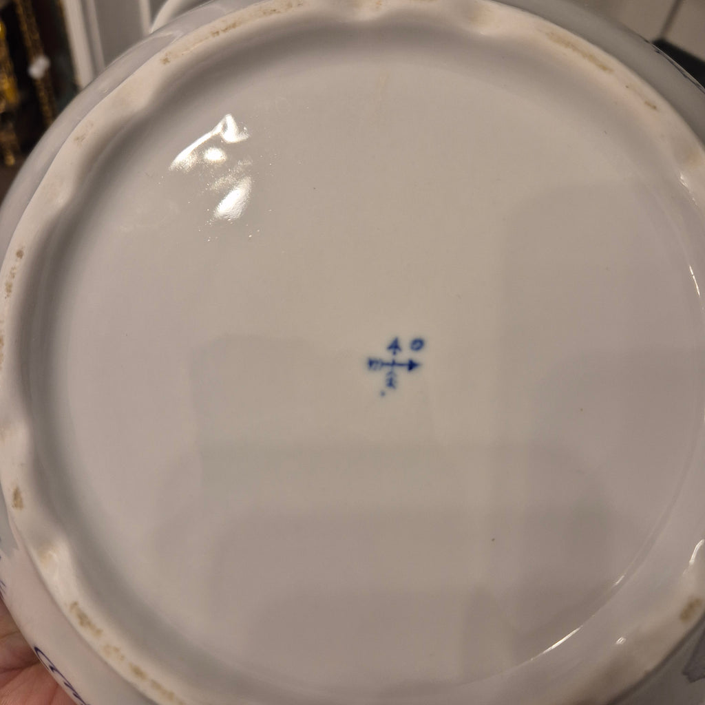Antike Terrine Kalk Porzellan Eisenberg blau weiß Suppenterrine