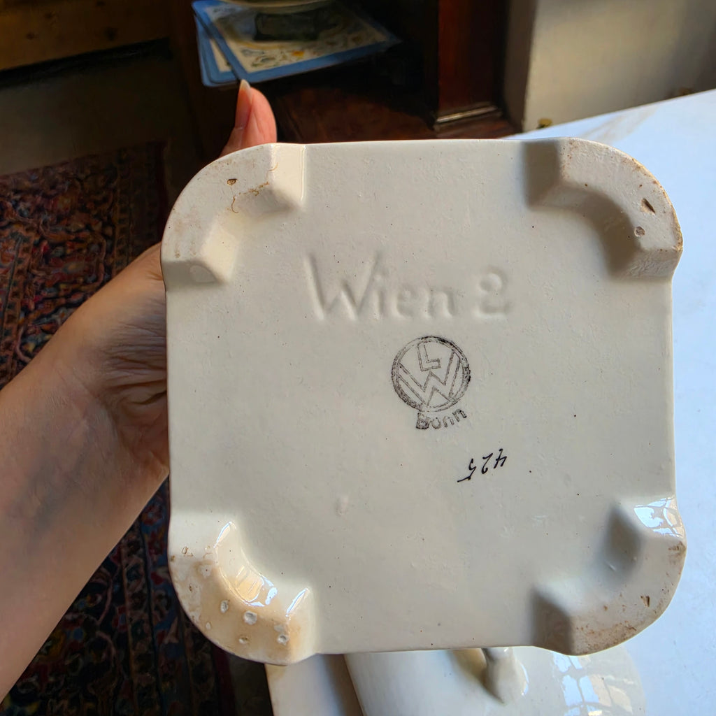 Antike Vorratsdose Jugendstil Keramik mit Aufschrift "Reis"