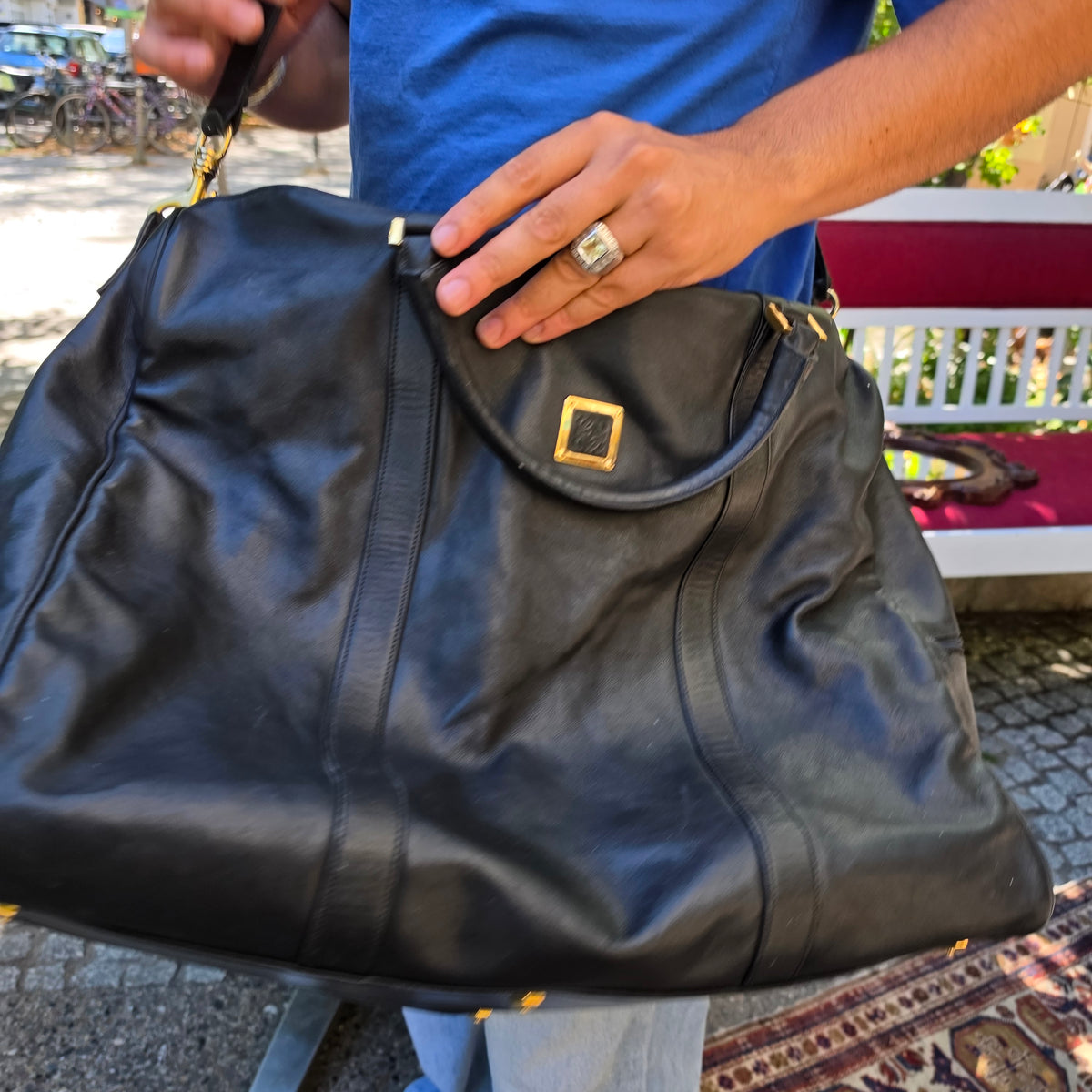 Seltene Vintage LOEWE Nappa Leder Shopper / Tote – 90er Jahre – Schwarz