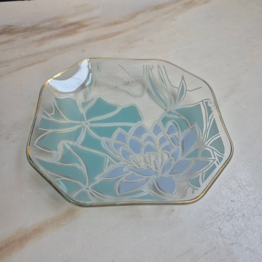 Art Deco Stil Lotus Schale Ringschale Vintage Glas