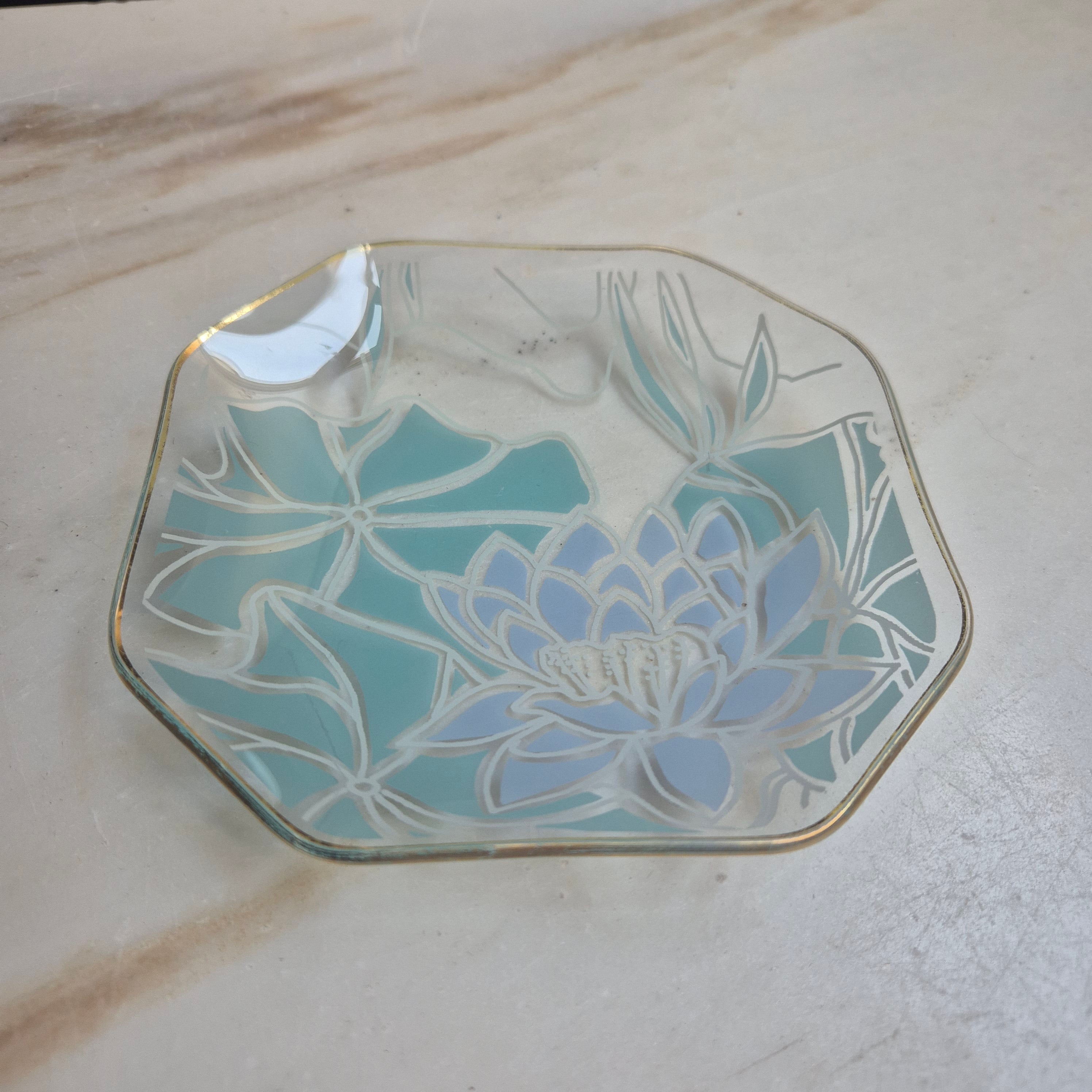 Art Deco Stil Lotus Schale Ringschale Vintage Glas