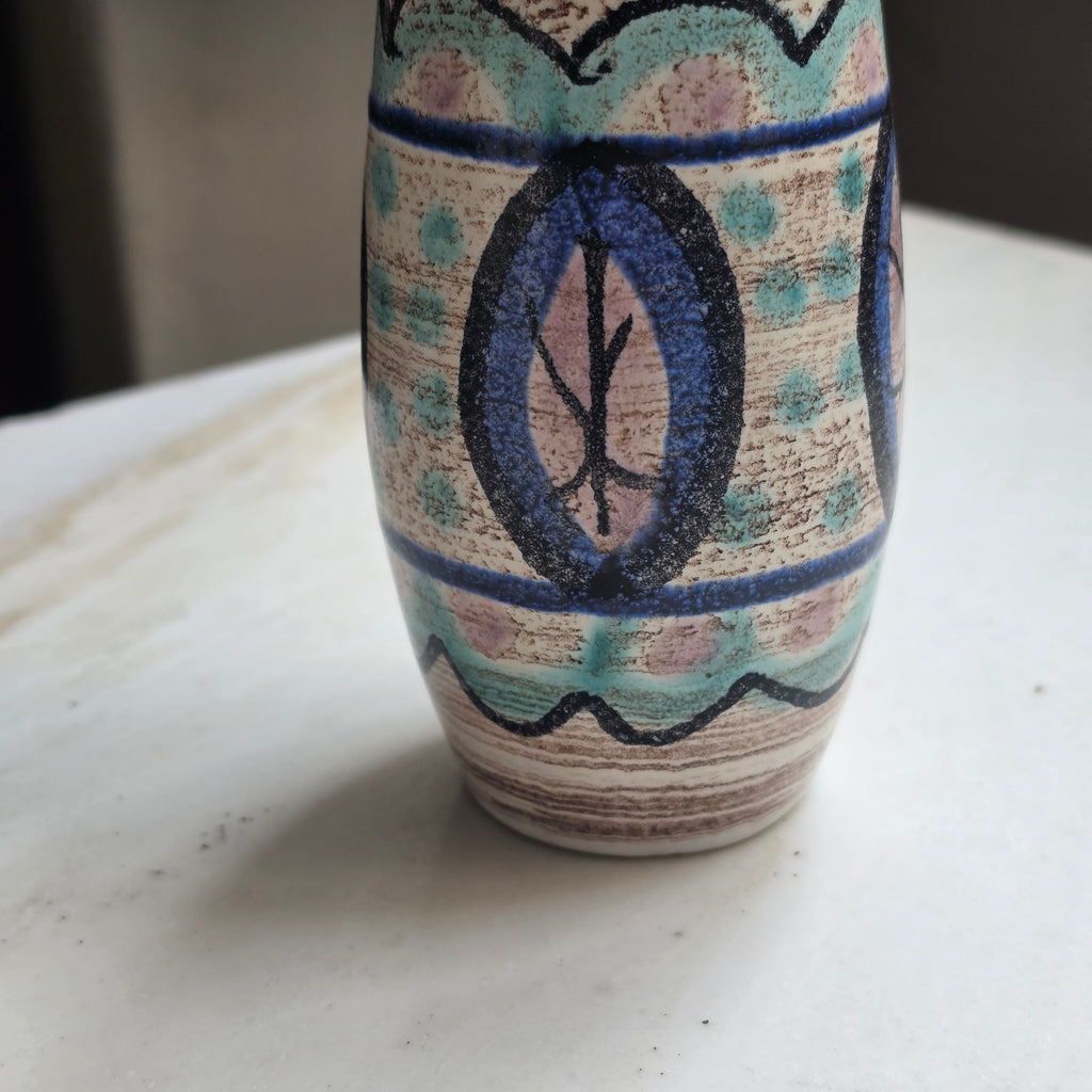 Vintage Strehla Keramik Vase – Handgemaltes Mid-Century DDR Design
