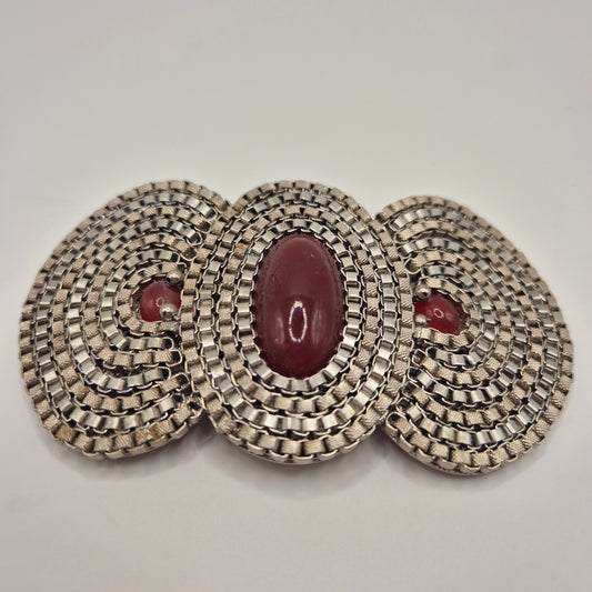 Vintage Gürtelschnalle Trachtenschnalle Taillengürtel 80er Handmade silber braun