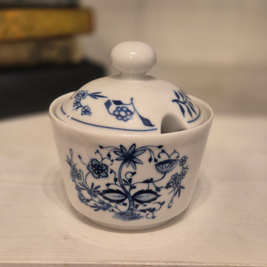 Vintage Zuckerdose von Kahla Gdr  Zweibelmuster blau weiß Porzellan