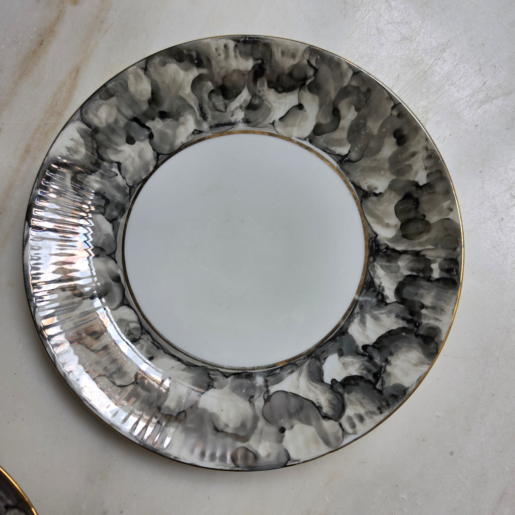 Vintage Sammeltasse 3-teilig „Marmor & Gold“ – Wałbrzych Porzellan Polen - Mid-Century / Retro