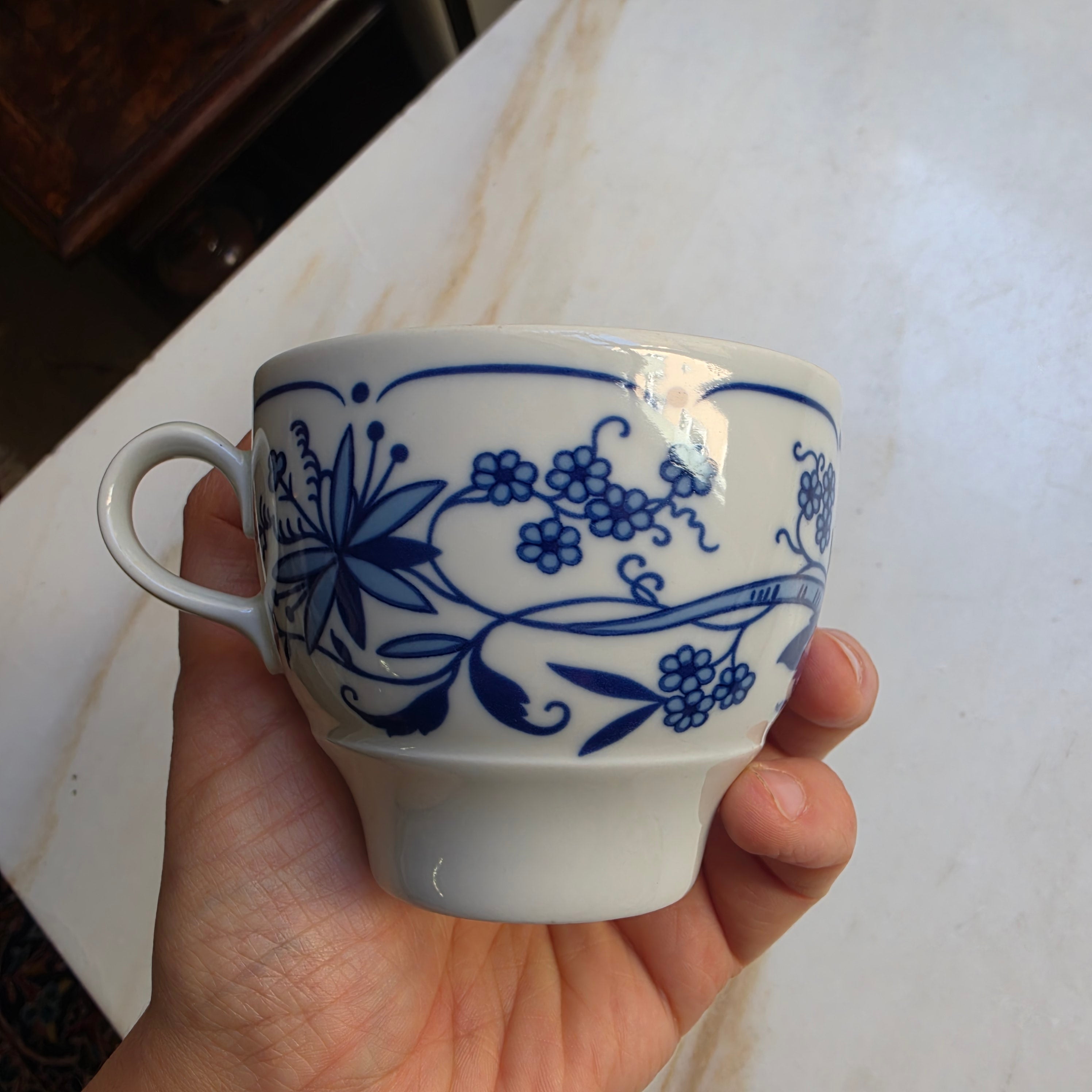 Jlmenau Graf von Henneberg Kaffee Tee Tasse Untertasse Set Zwiebelmuster Echt Kobalt