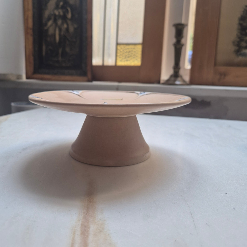 Vintage Keramik Etagere / Gebäckständer Lausitzer Handarbeit J.Wehner lachsfarbend
