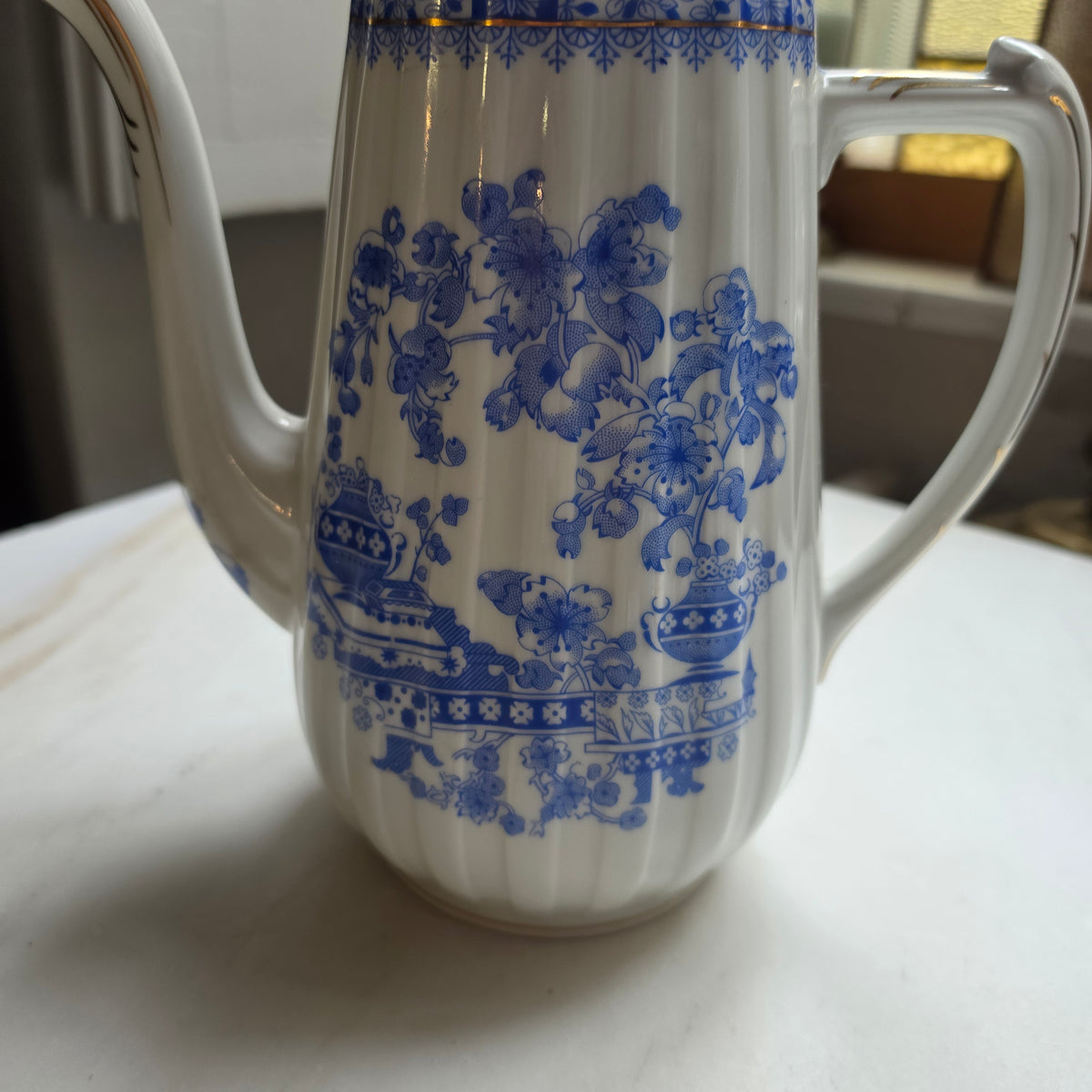 Antike Kaffeekanne Echt Tuppack China Blau Tiefenfurt Blau Weiß