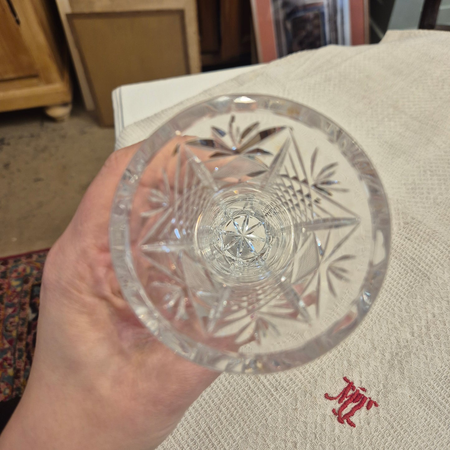 Vintage Kristalloptik Glas Vase transparent