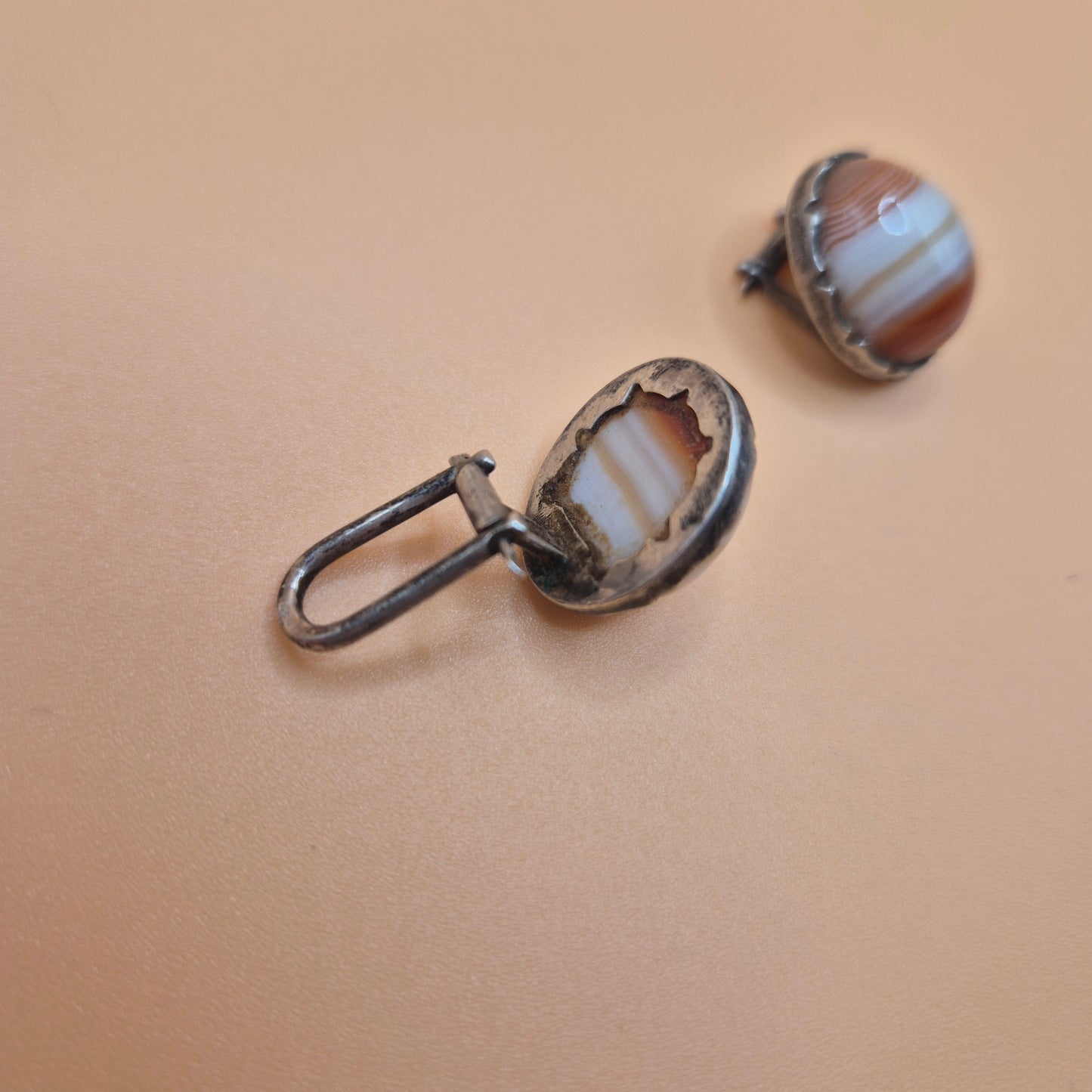 Alte 800er Silber Manschettenknöpfe mit Edelstein