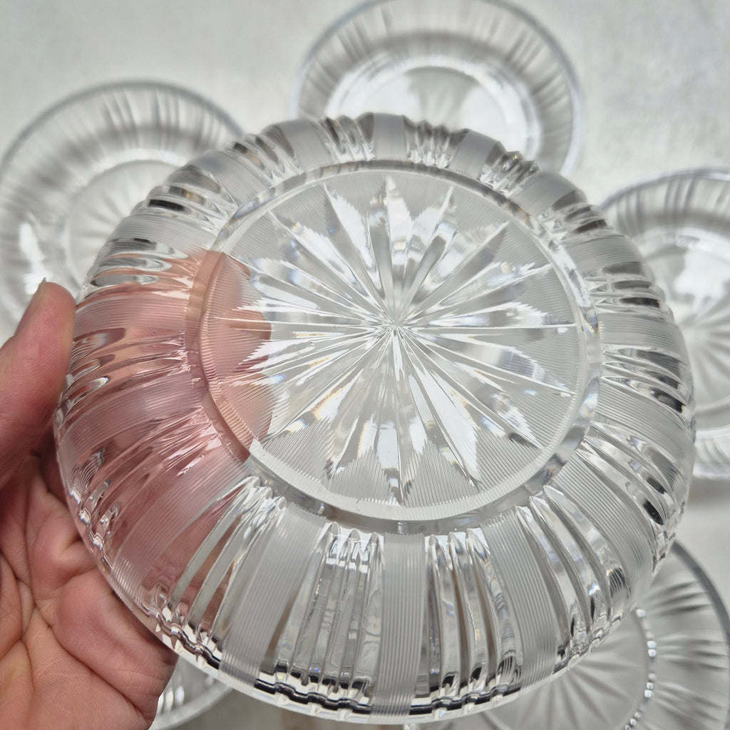 6x Vintage Glas Kristall Schalen Kuchen Teller