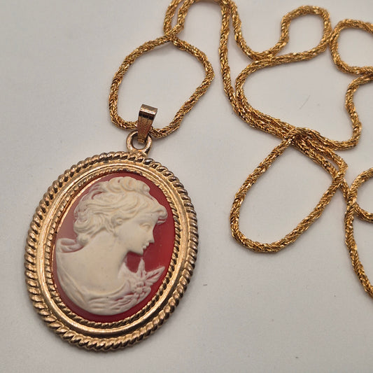 Vintage Kamee Halskette Handgemacht 80er Jahre