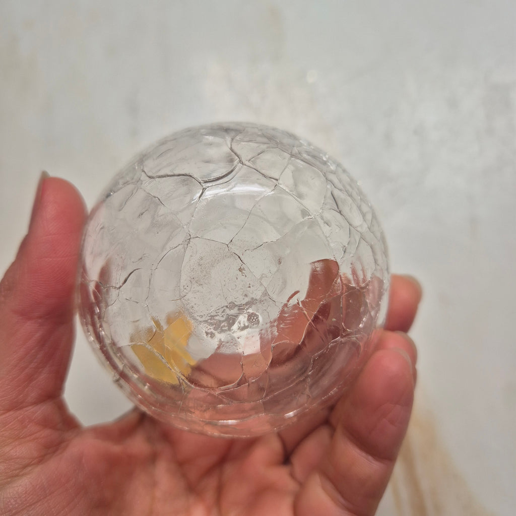 Vintage Vase rund und klein - Craquelé Glas 60er Jahre - von Ingrid Glas