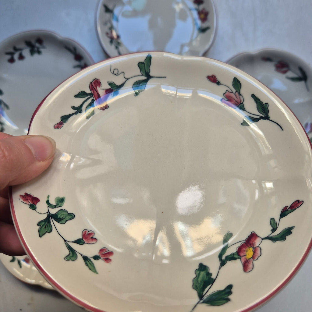 6x Vintage Zell am Harmersbach Alt Straßburg kleine Teller Keramik Blumen