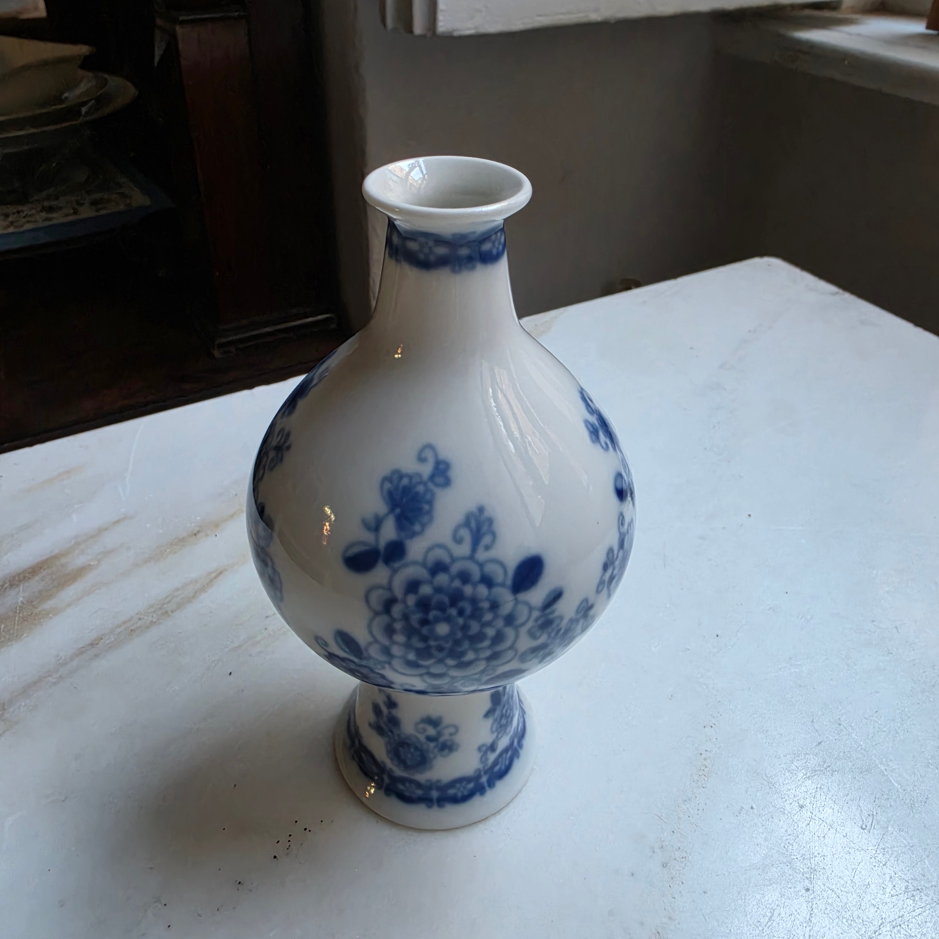 Antike kleine Porzellan Vase Wallendorfer weiß blau Echt Cobalt