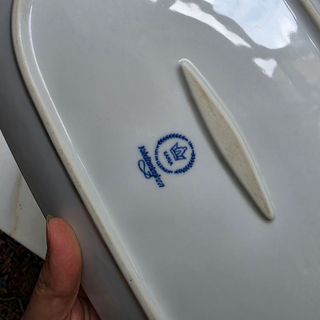 Kahla Zwiebelmuster Servierplatte – Ovale Vintage Porzellanplatte - Kobaltunterglasur