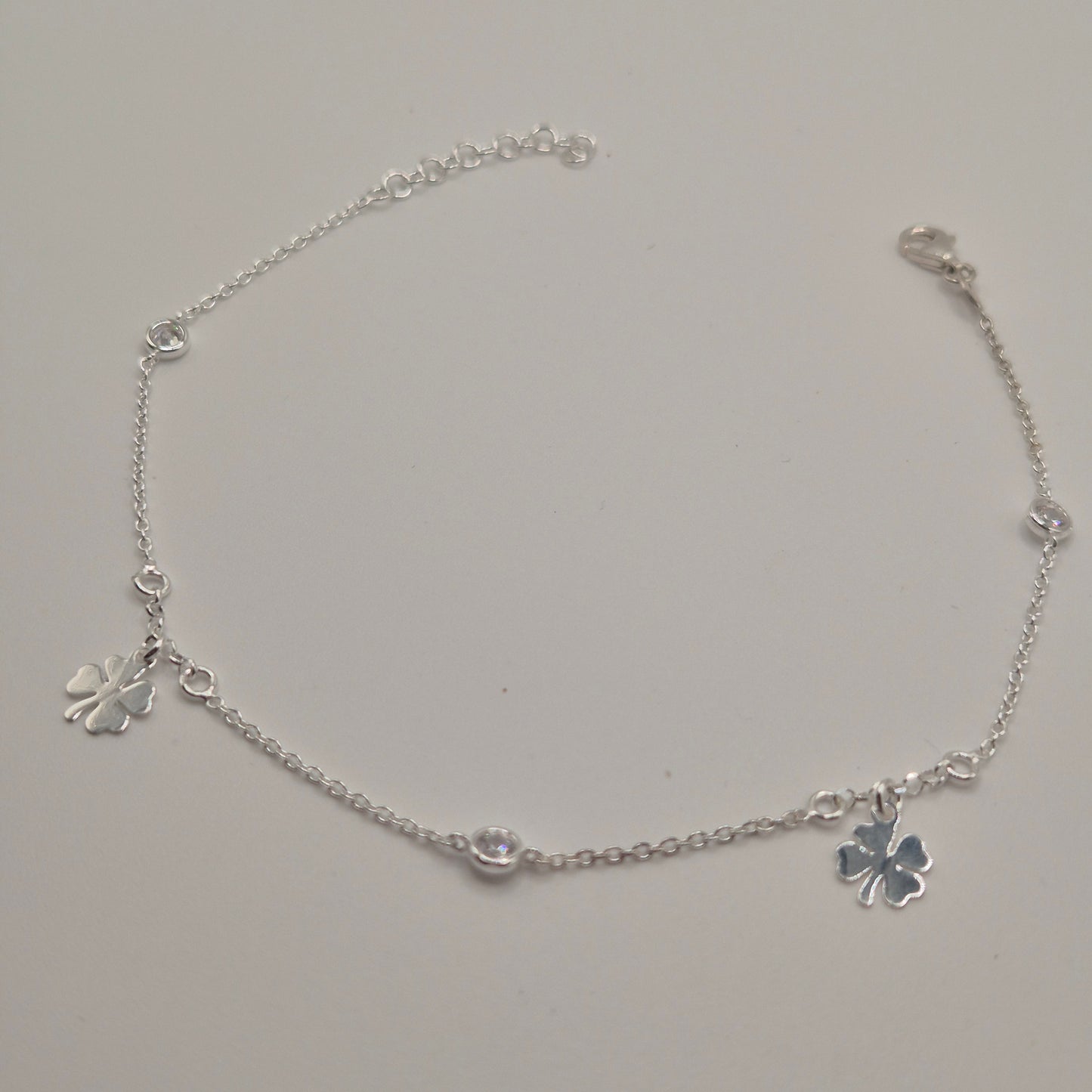 Zartes Fußkettchen Silber 925 Kleeblatt Glück