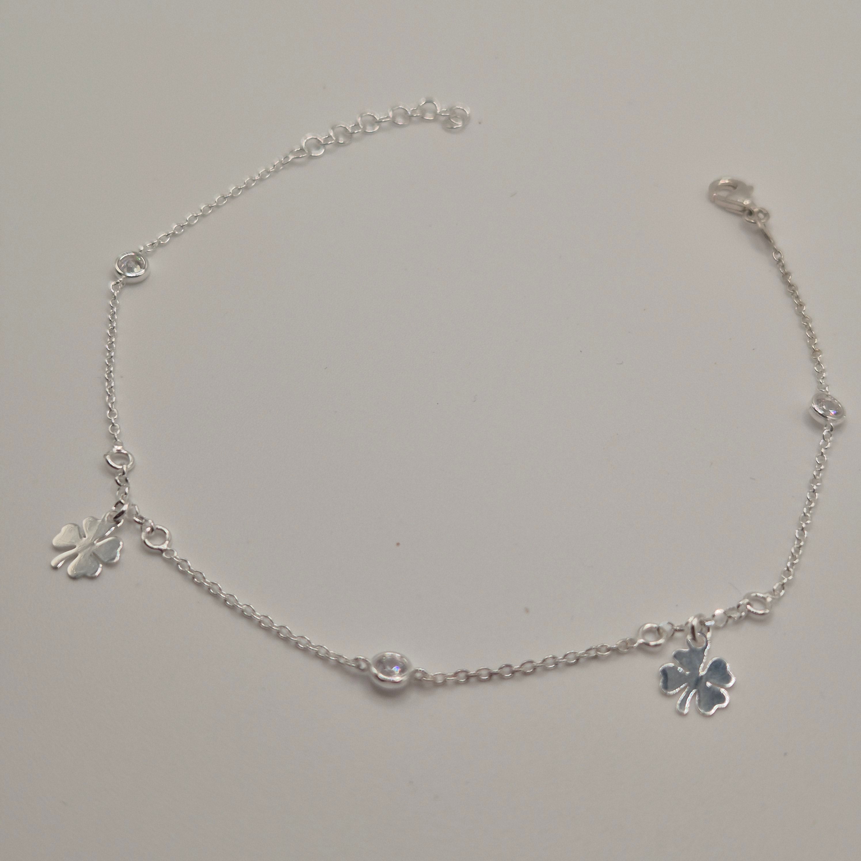 Zartes Fußkettchen Silber 925 Kleeblatt Glück