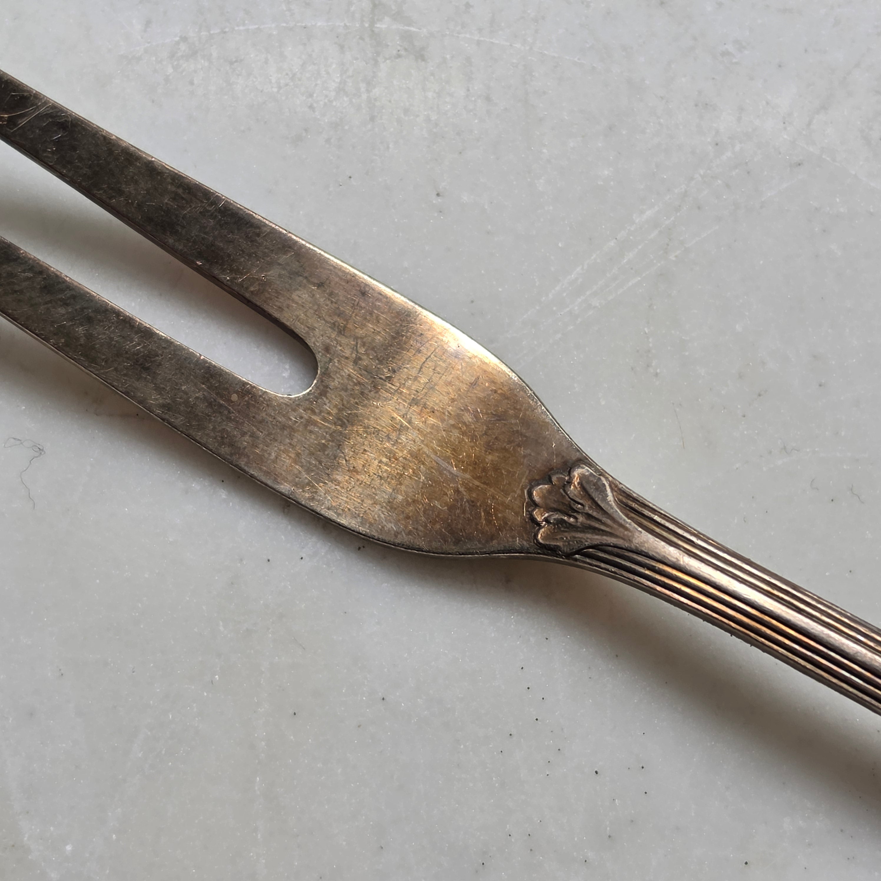 Antike Aufschnittgabel / Zitronengabel aus Versilbertem Besteck – WMF 100 Stempelung – Vintage Jugendstil / Art Déco