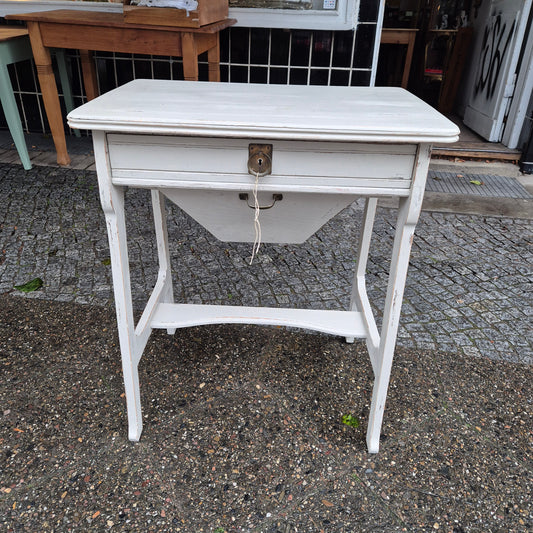 Antiker Jugendstil Nähtisch Beistelltisch Shabby Chic Landhaus Beige