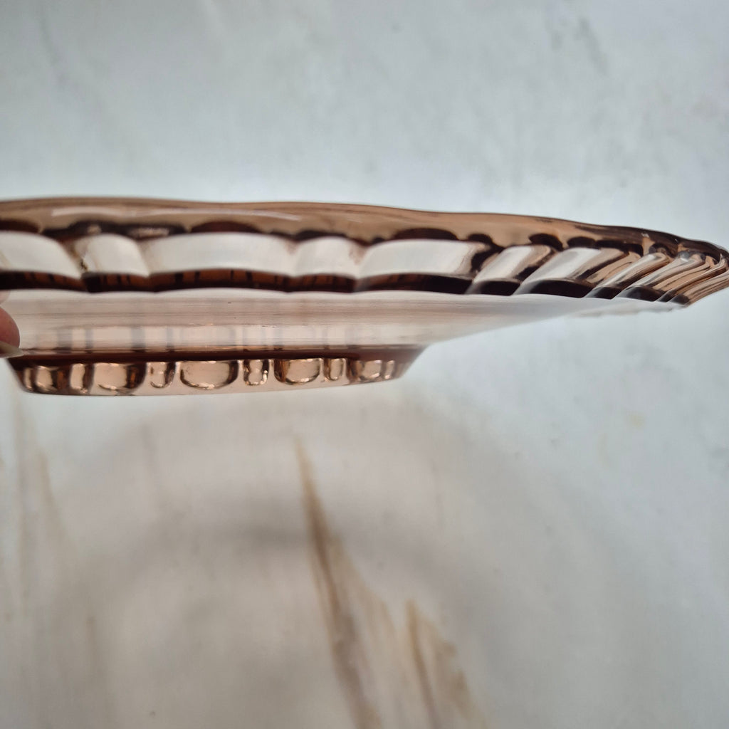 Vintage Tortenplatte/Glasplatte Pastellrosa
