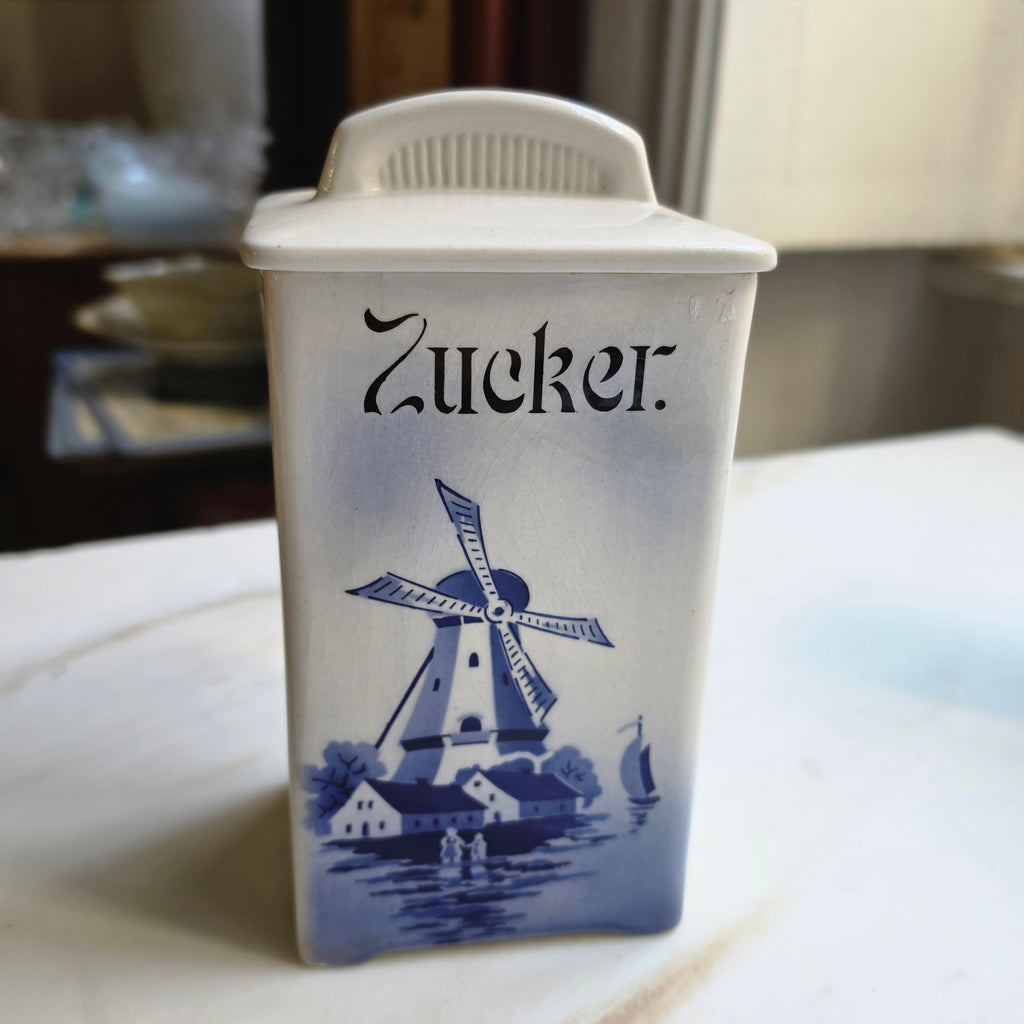 Antike Vorratsdose Jugendstil Keramik "Zucker" oder "Graupen" um 1930