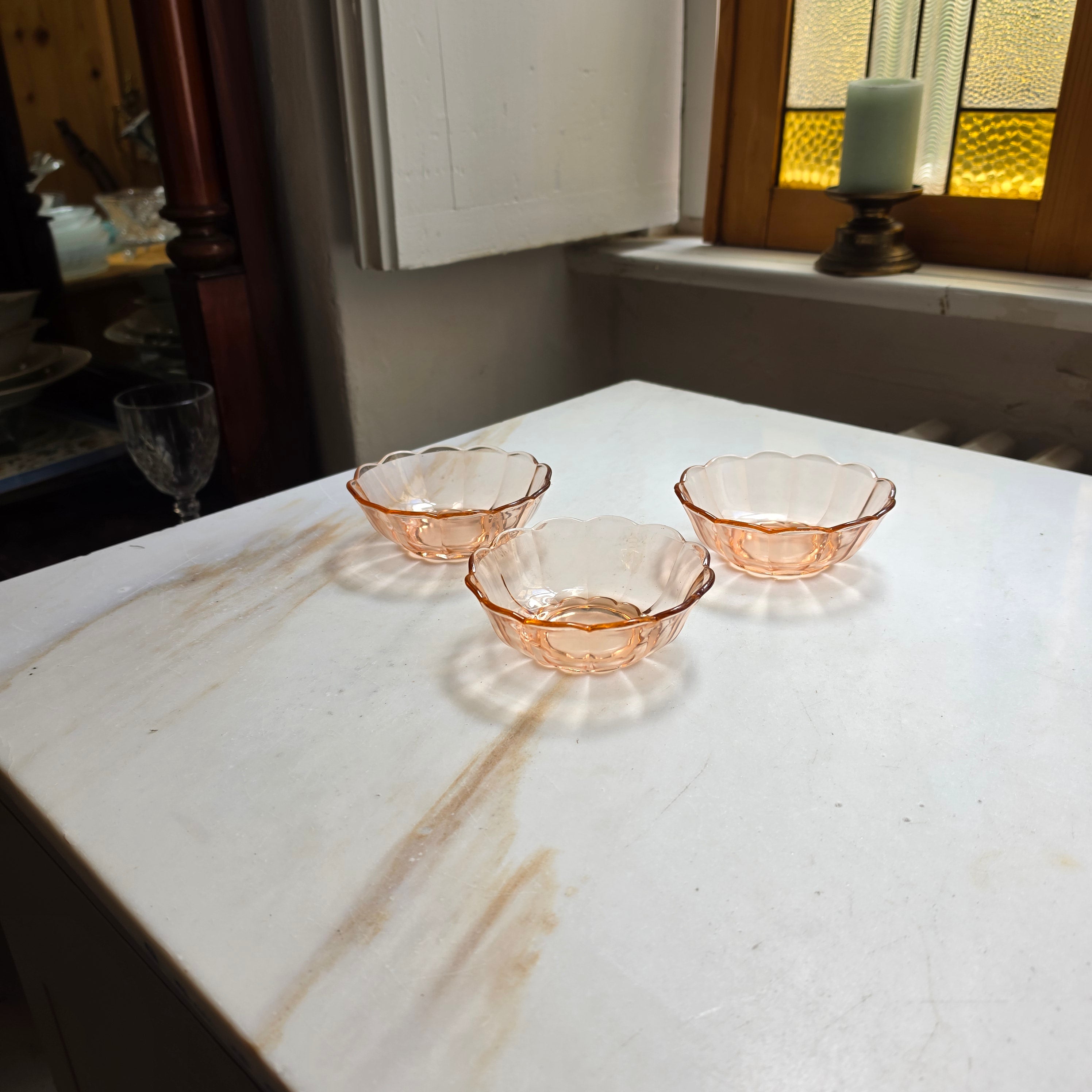 3x Rosalin Glasschalen - im Art-Déco-Stil - Schälchen