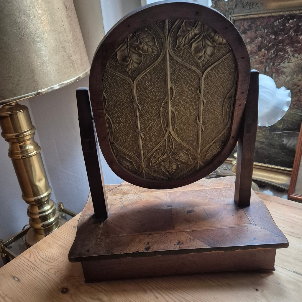Antiker Tischspiegel Jugendstil Kosmetikspiegel mit Schublade Originalzustand Holz