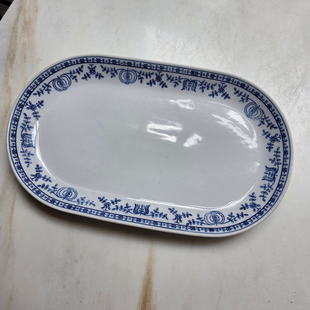 Kahla Zwiebelmuster Servierplatte – Ovale Vintage Porzellanplatte - Kobaltunterglasur