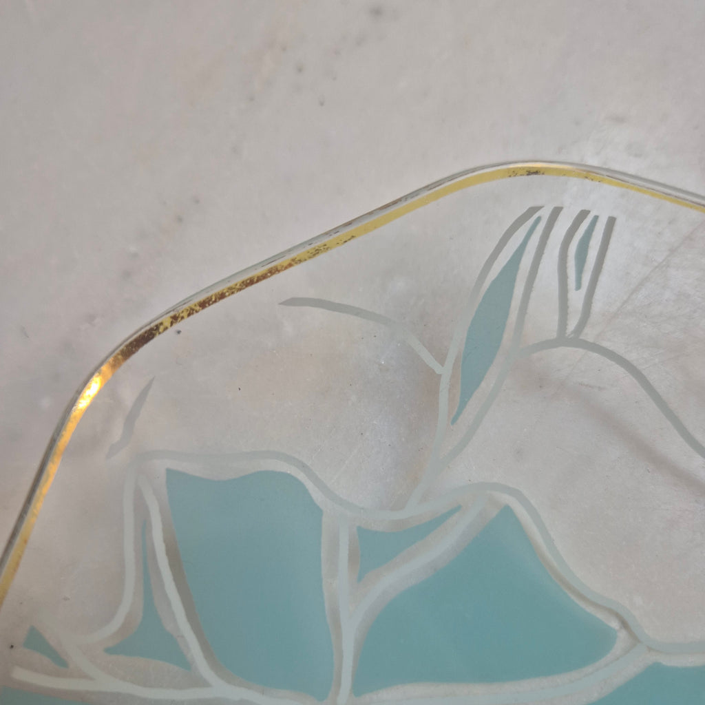 Art Deco Stil Lotus Schale Ringschale Vintage Glas