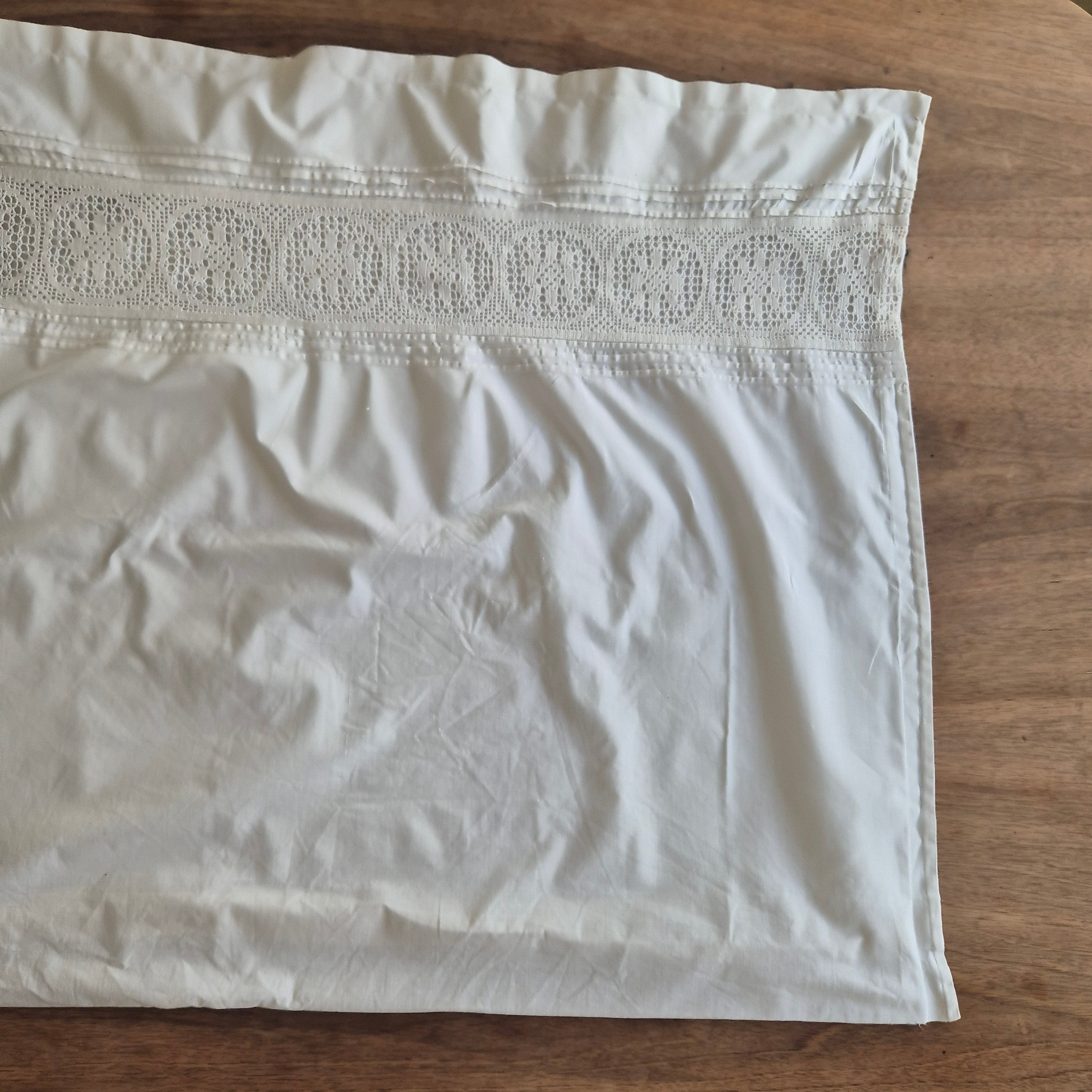 Antiker Kopfkissenbezug Paradekissen 67x82cm Baumwolle 1x Knopf fehlt