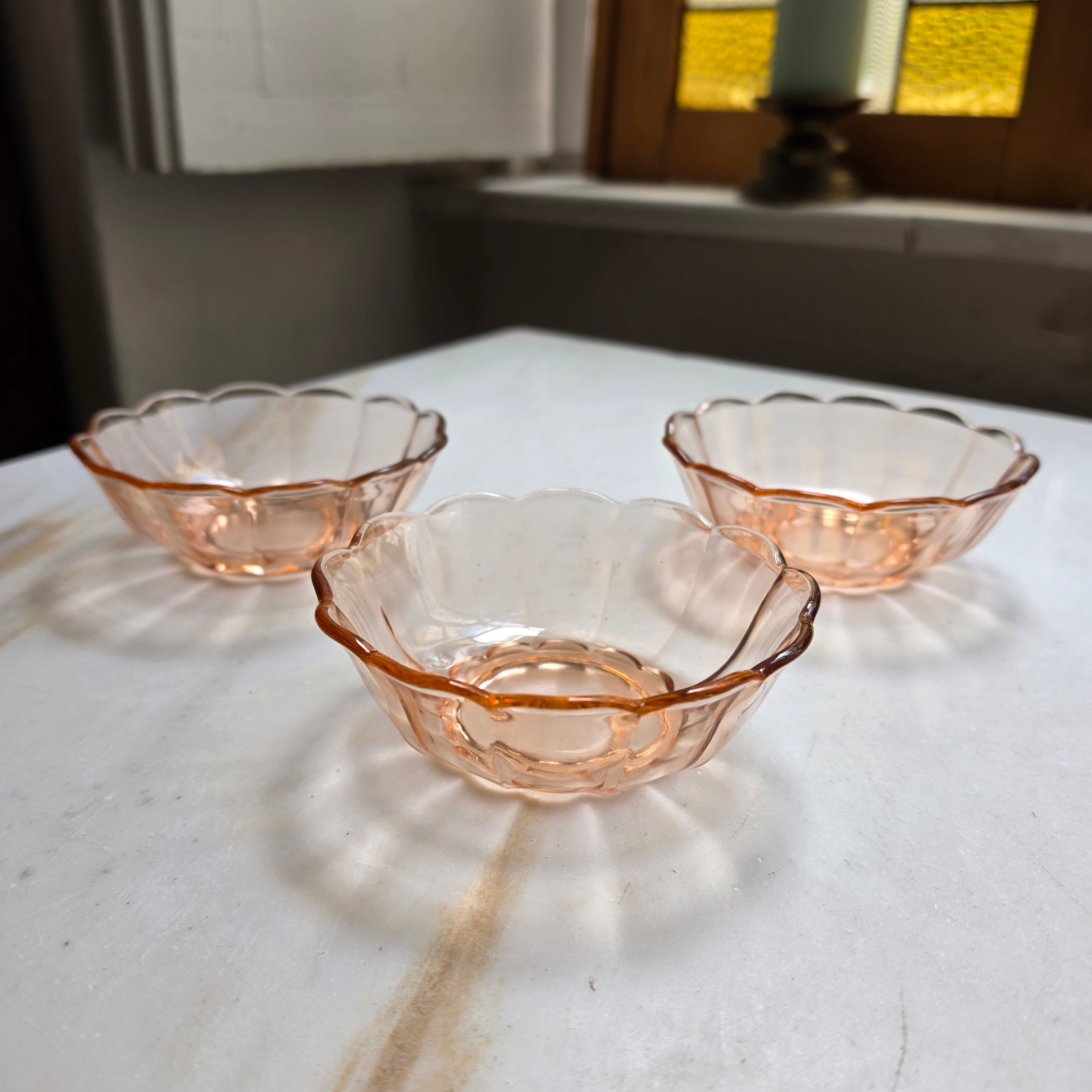 3x Rosalin Glasschalen - im Art-Déco-Stil - Schälchen