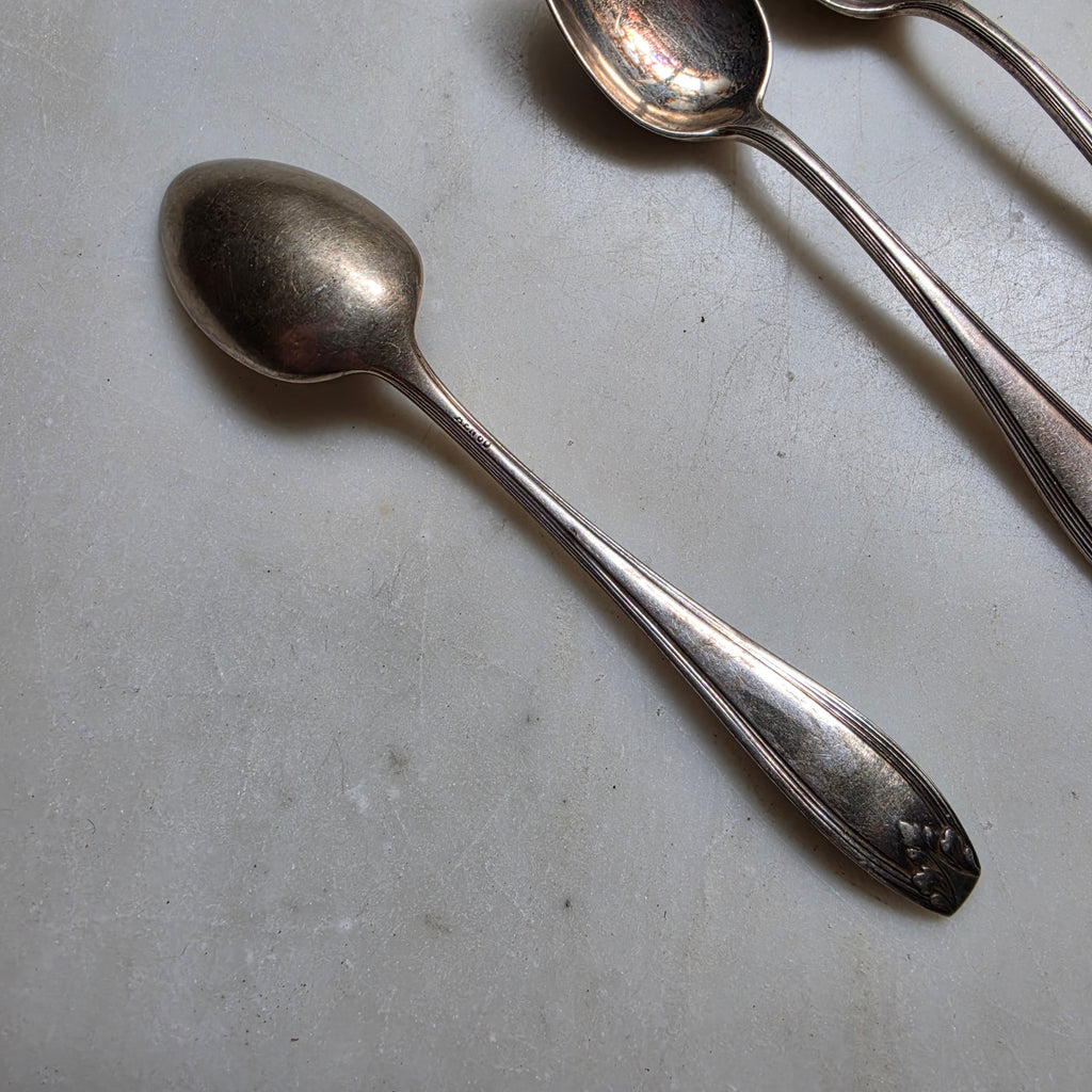 6x Jugendstil Teelöffel versilbert 60er Auflage