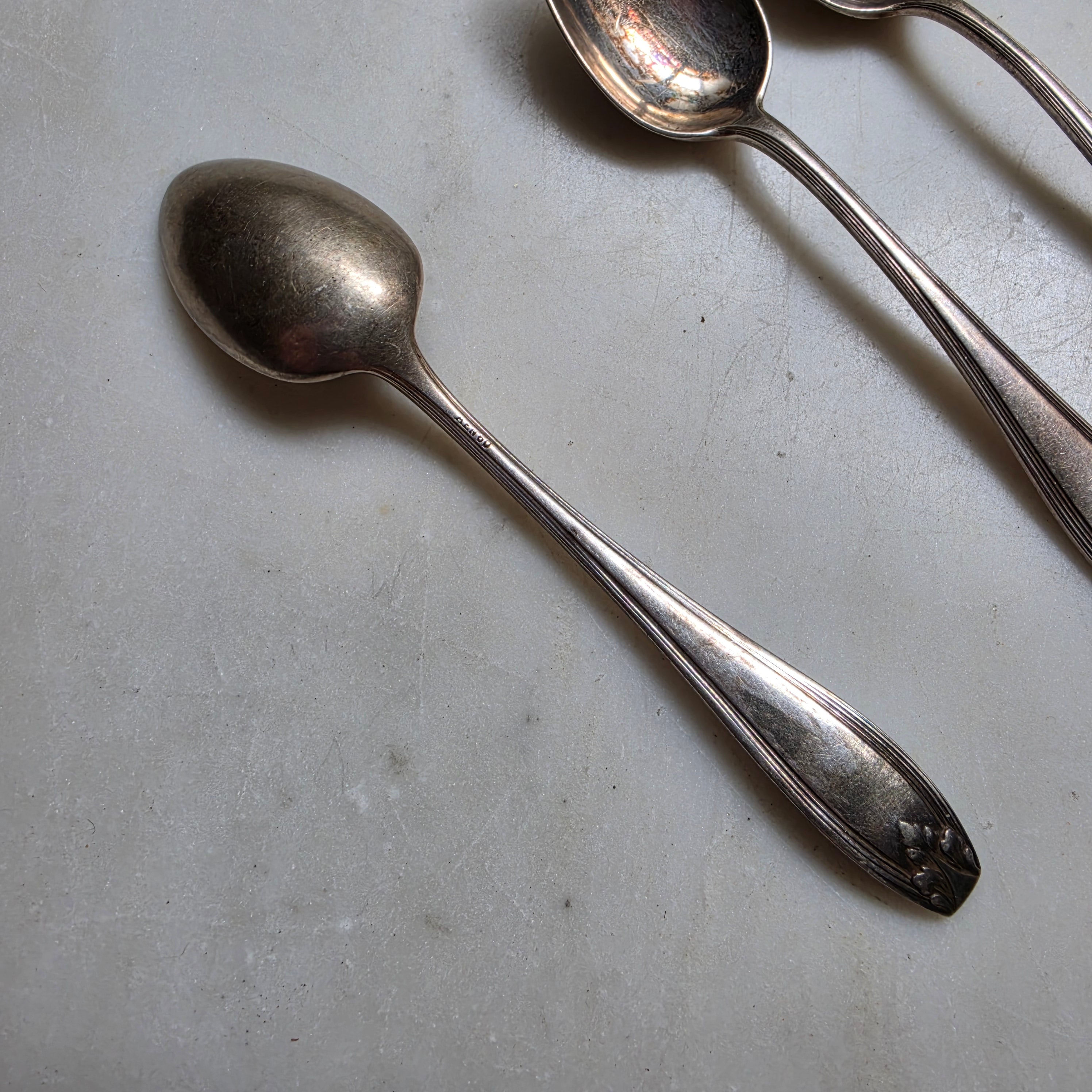 6x Jugendstil Teelöffel versilbert 60er Auflage