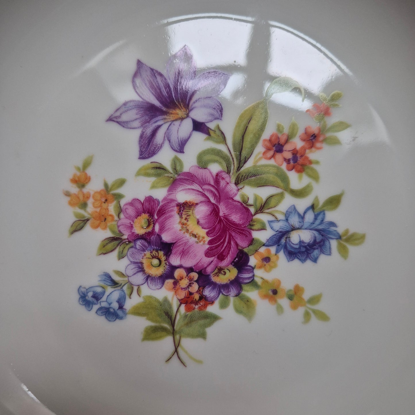 6x Antike Suppenteller Blumendekor weiß Goldrand Koenigszelt Made in Poland