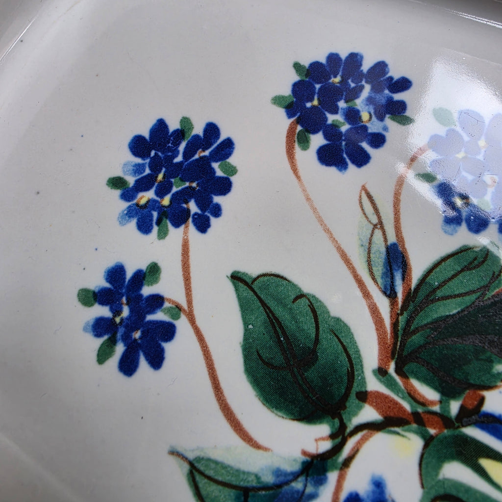 Vintage Keramik Schale - Handbemalt - Servierschale „Blaue Hortensie“
