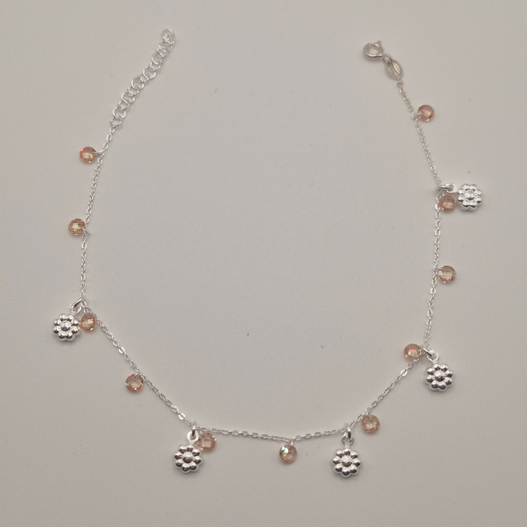 Zartes Fußkettchen Silber 925 Blumen
