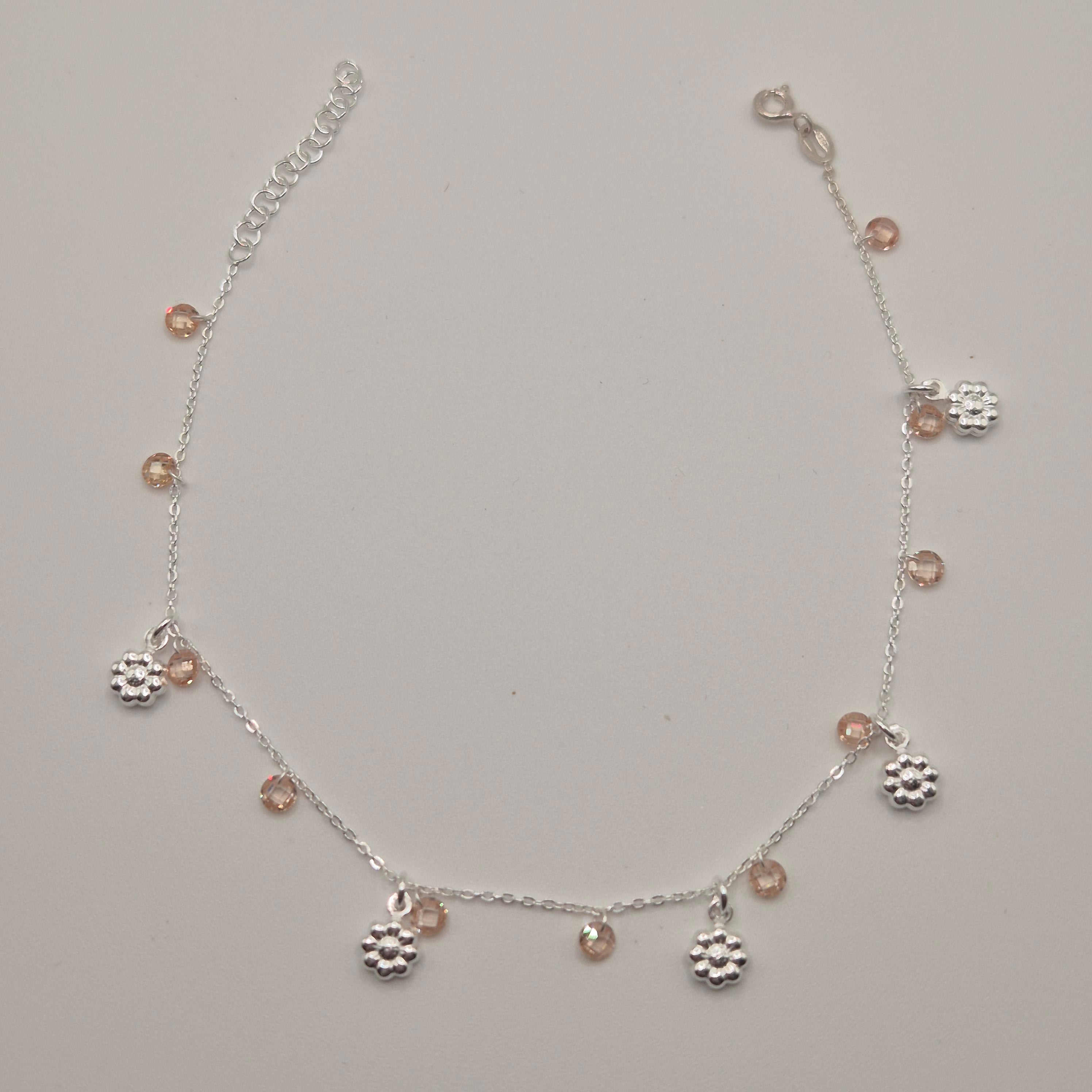 Zartes Fußkettchen Silber 925 Blumen