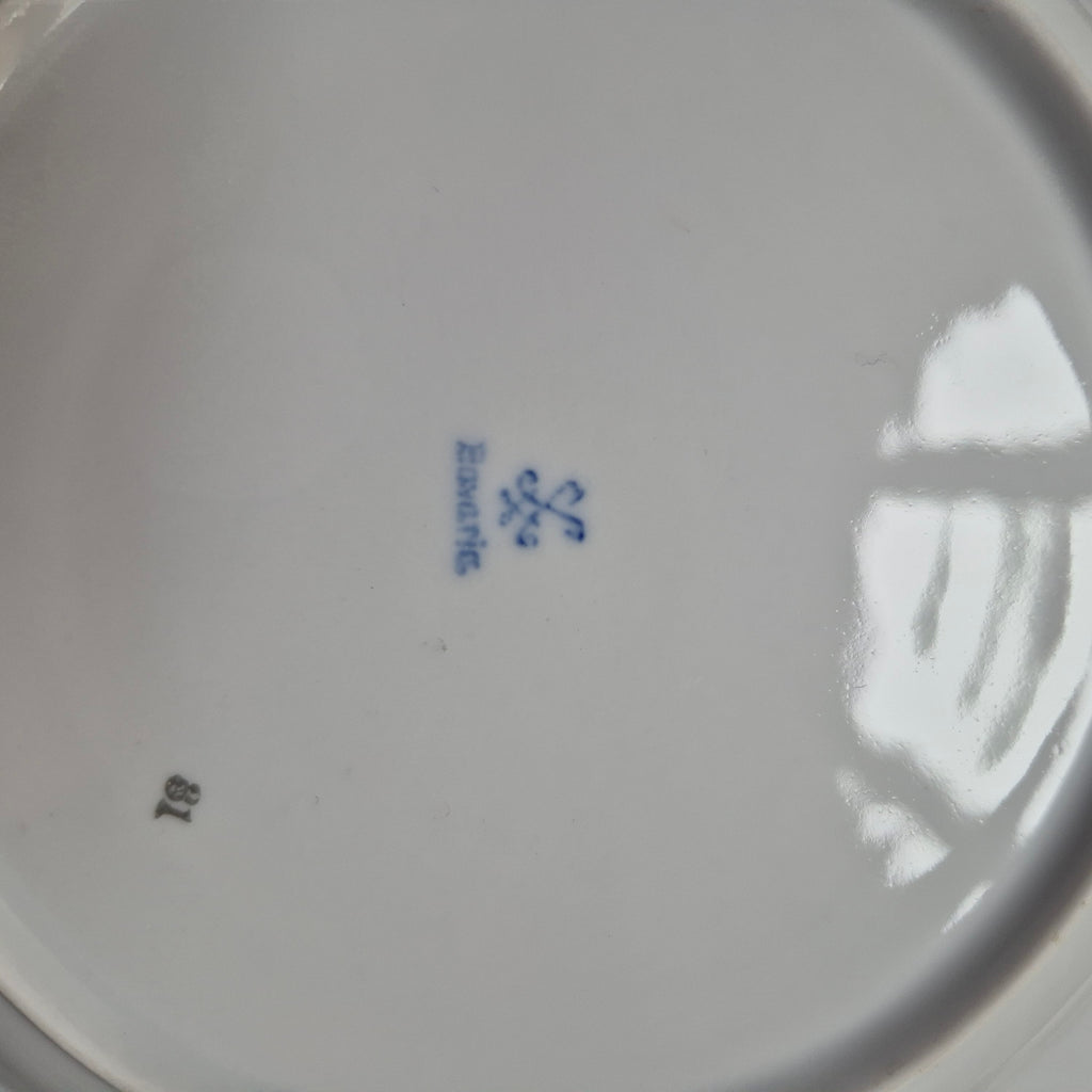 9x Antike Bavaria Porzellan Kuchenteller mit Blumenmotiv Goldrand