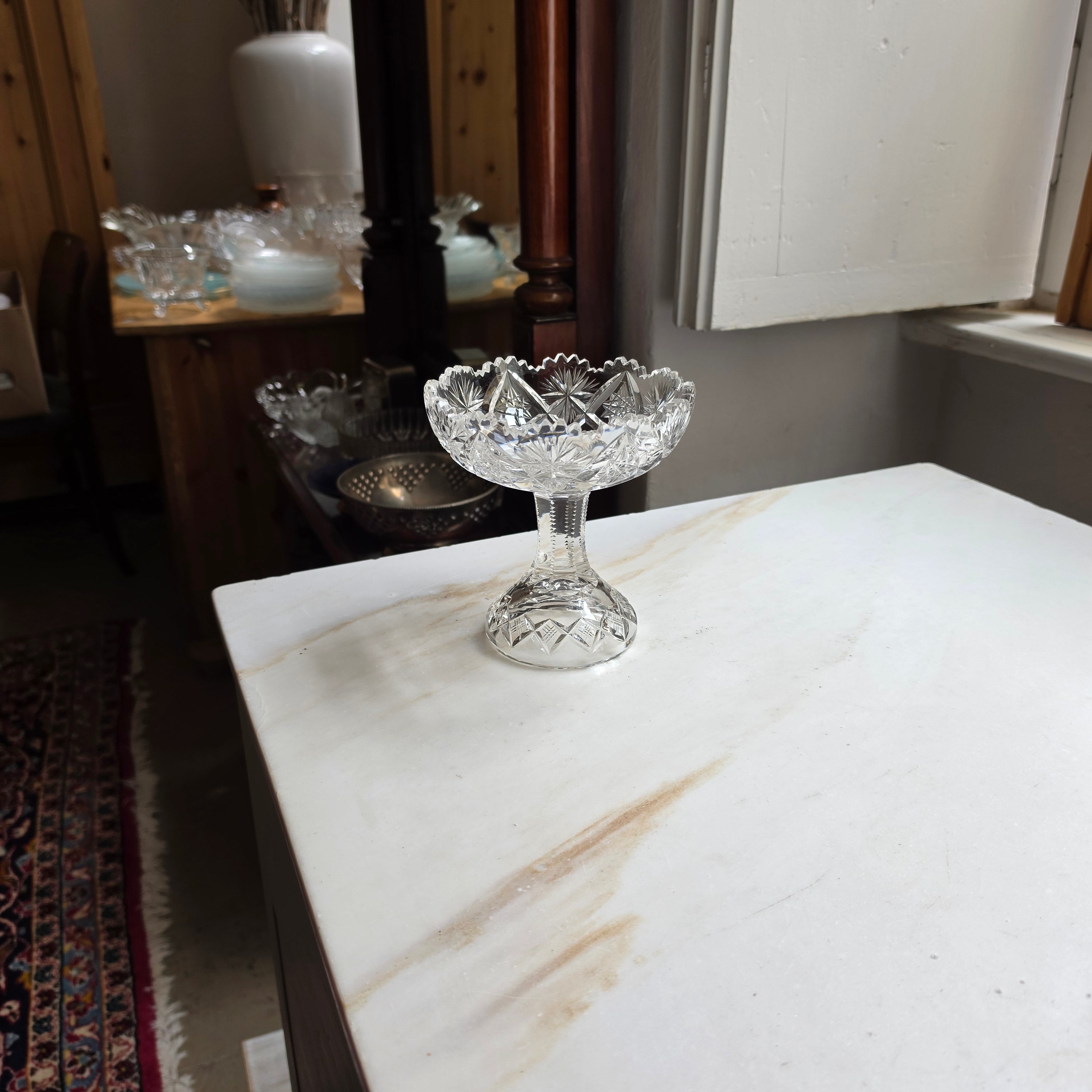 Vintage Kristall Schale auf Fuß - Etagere - Servierschale