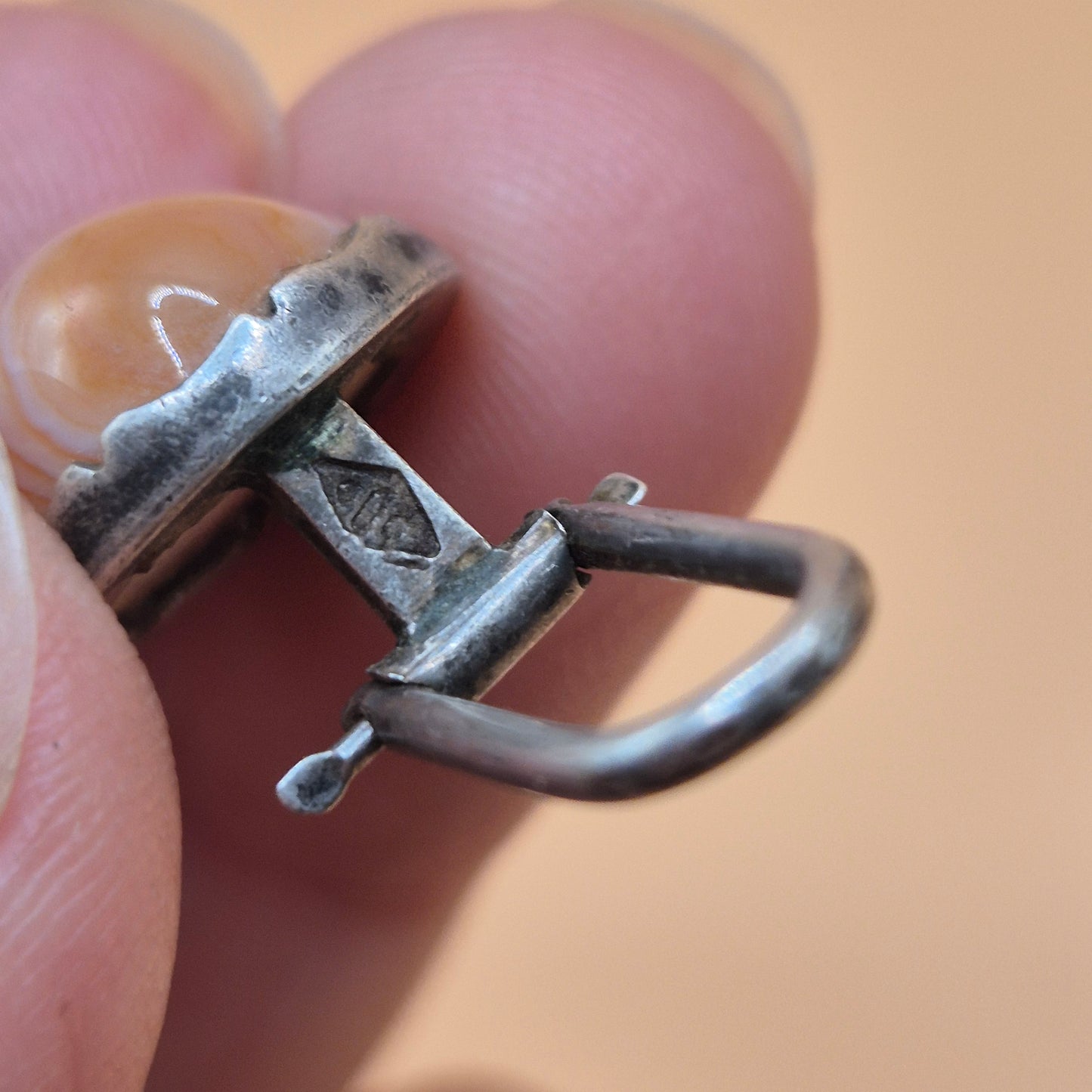 Alte 800er Silber Manschettenknöpfe mit Edelstein