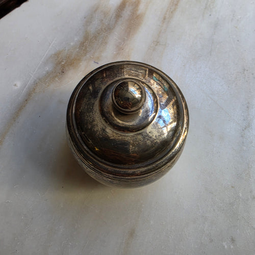 Antike Art Deco Zuckerdose mit Deckel Metall zum Aufpolieren