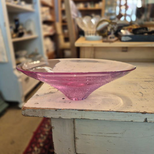 Mid-Century Space Age Glas Schale Kunstglas Vintage Rosa