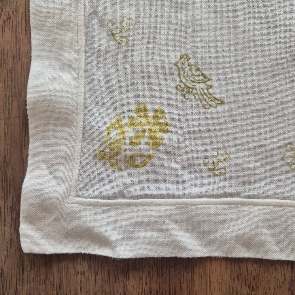 Kleine vintage Mitteldecke bedruckt oder zum besticken grün weiß 53x58cm Ostern