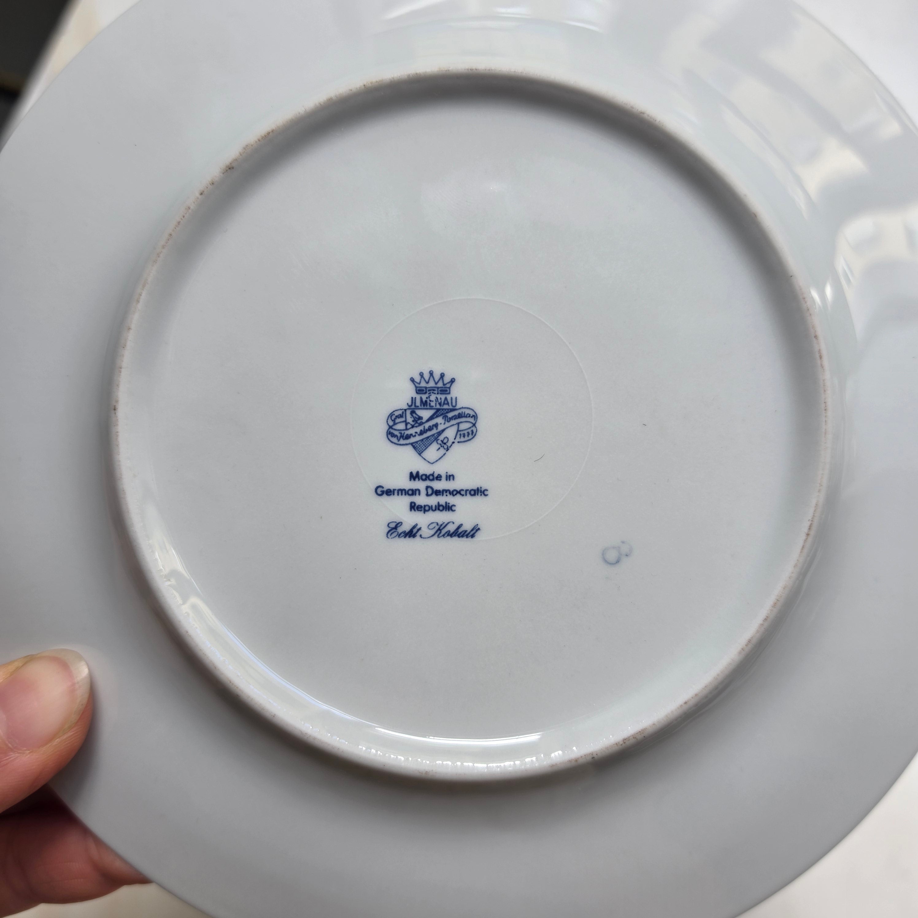 Alter Kuchenteller Porzellan GDR Echt Kobalt Jlmenau Blaue Blume