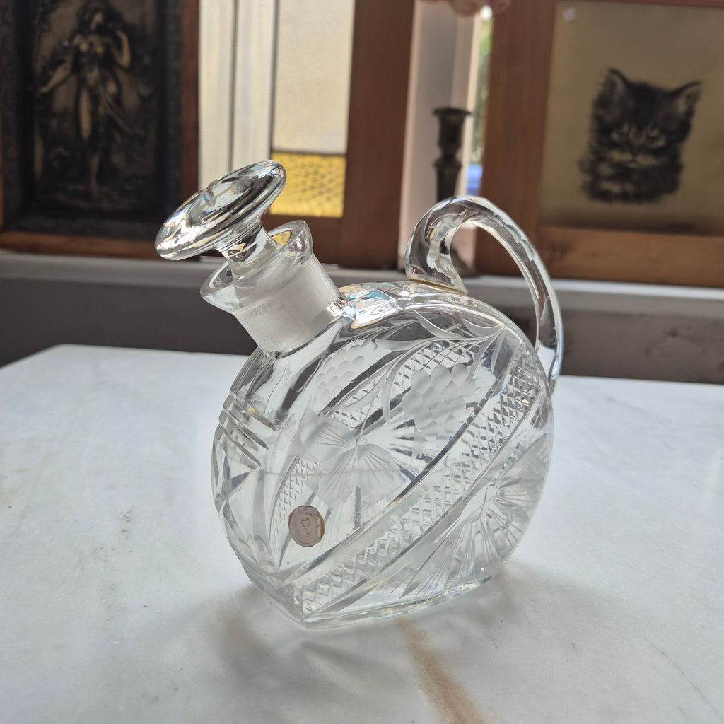 Vintage Glas Kristall Karaffe mit Traubenmotiv Traubenmotiv