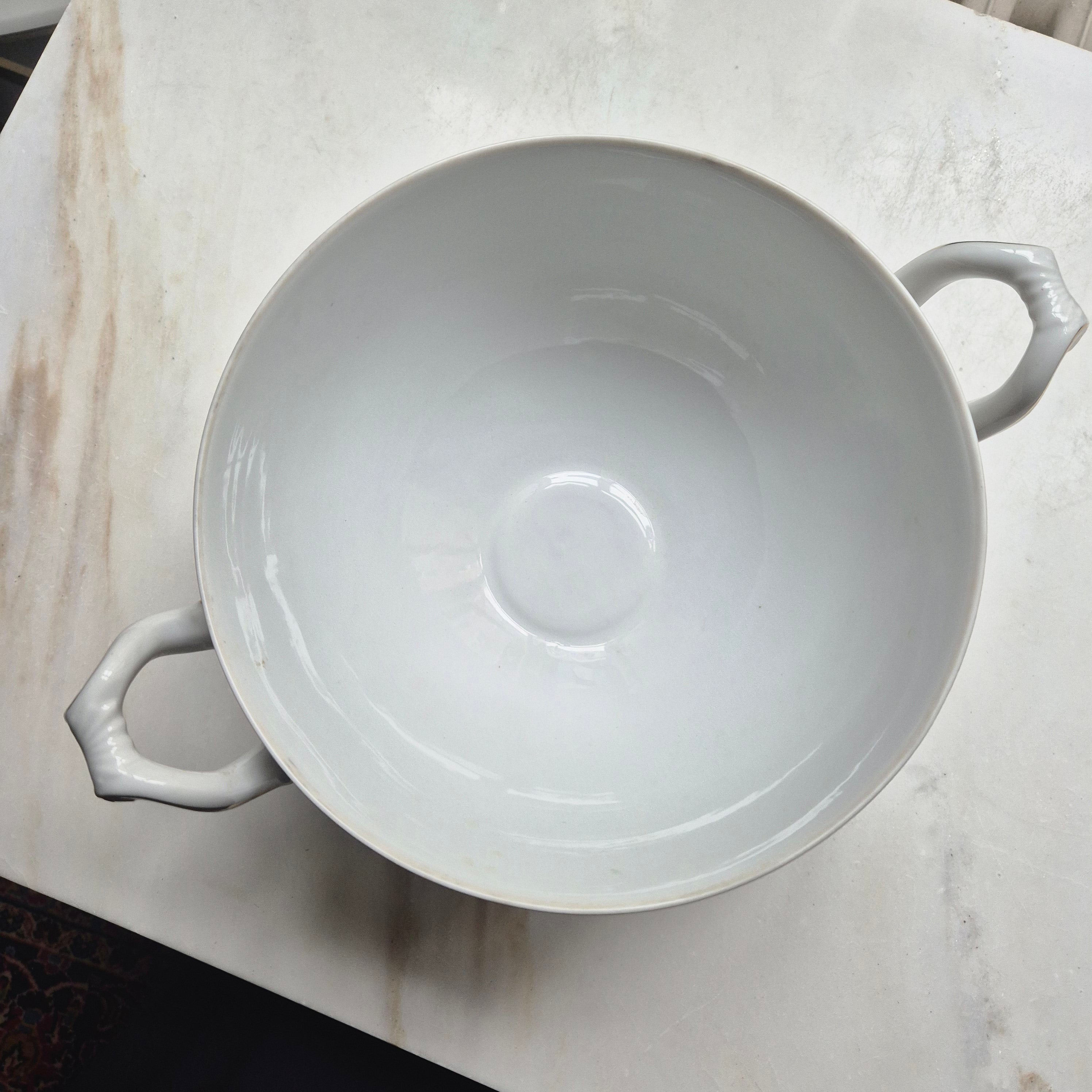 Antike große Rosenthal Empire Terrine Suppenterrine Schüssel mit Deckel Blumenmalerei Porzellan