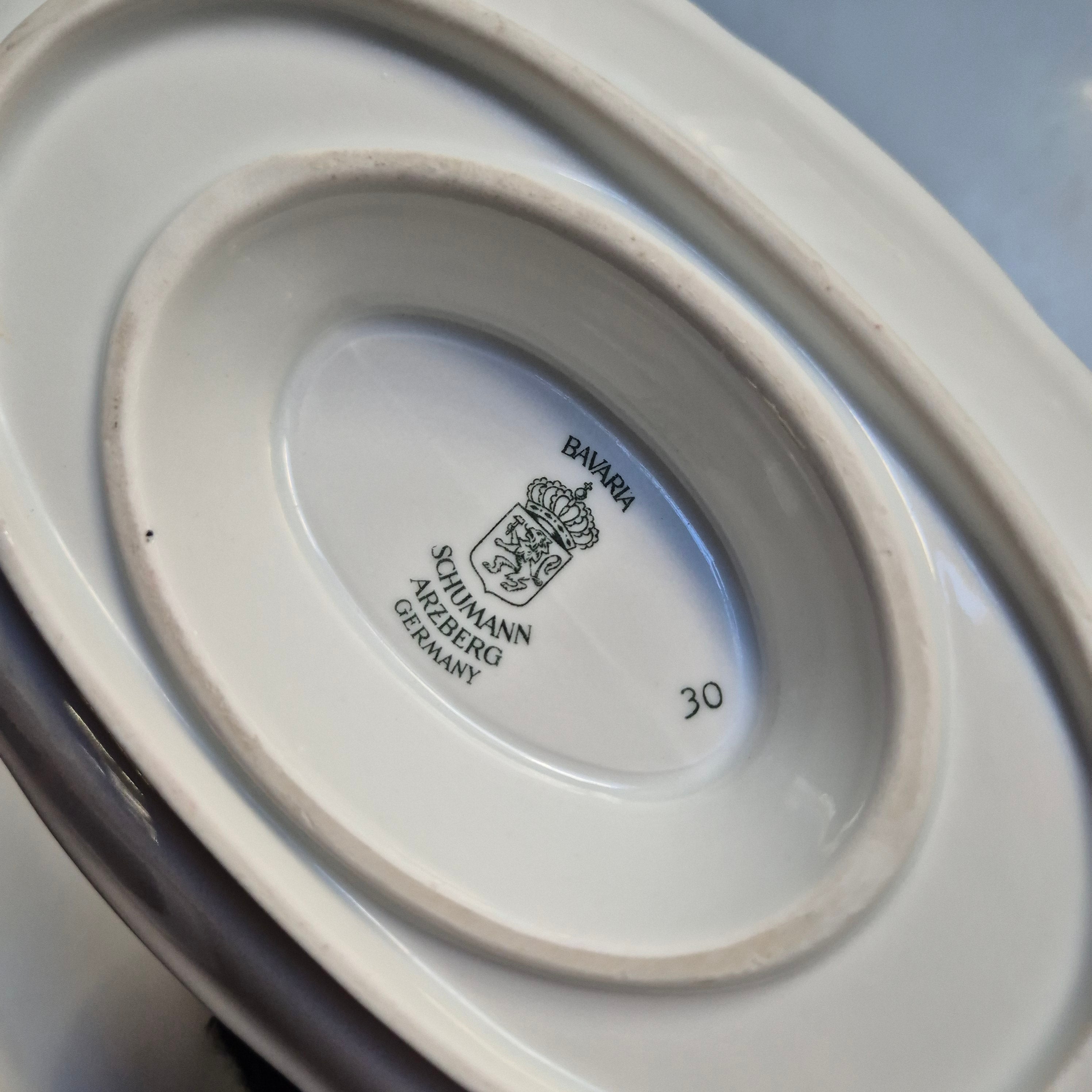 Antike Saucen Sauciere Schüssel Blumenmalerei Porzellan Goldrand Bavaria Schumann Arzberg