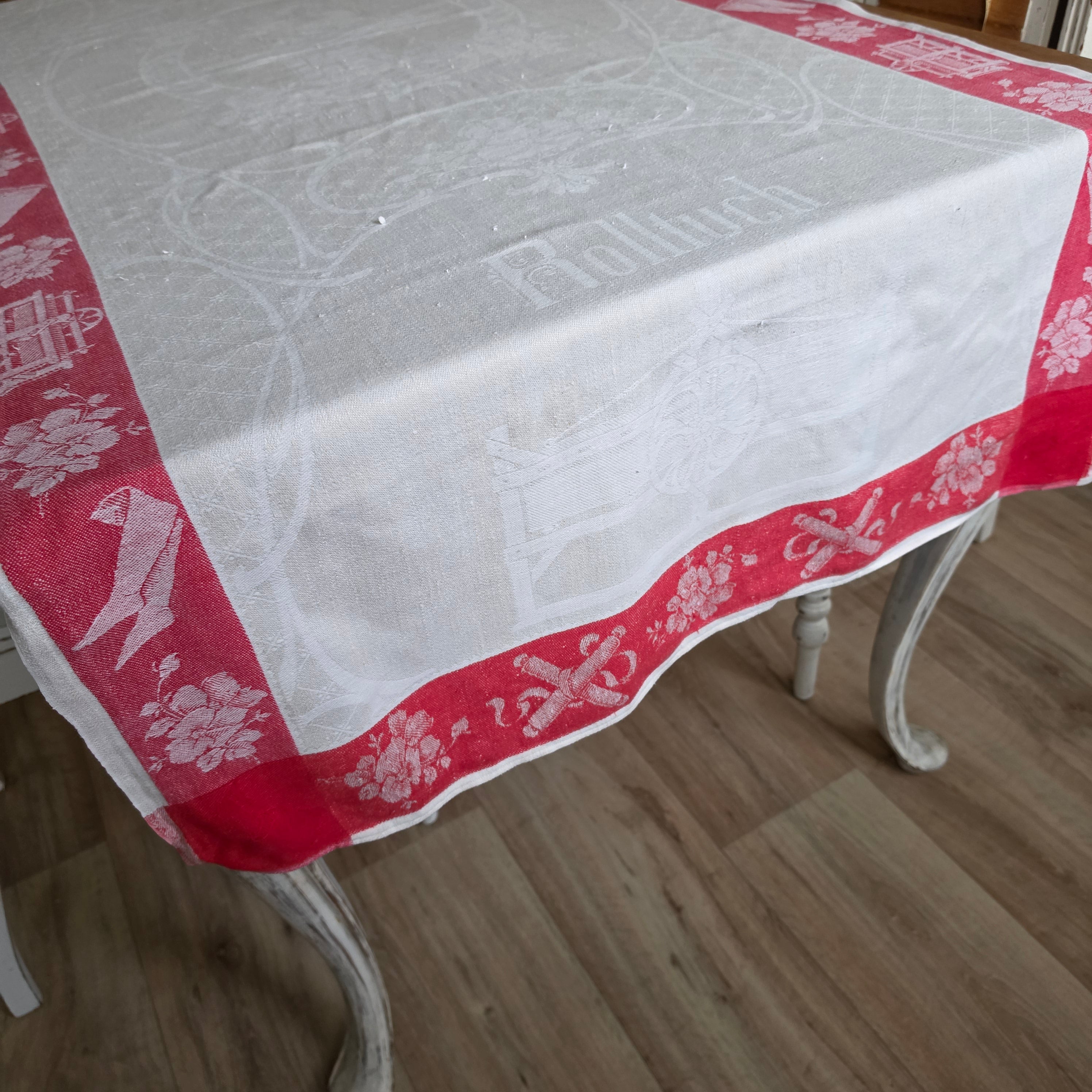 Antikes „Rolltuch“ - Mangeltuch mit seltenem Mangel-Motiv – Um 1900 - 80x195cm