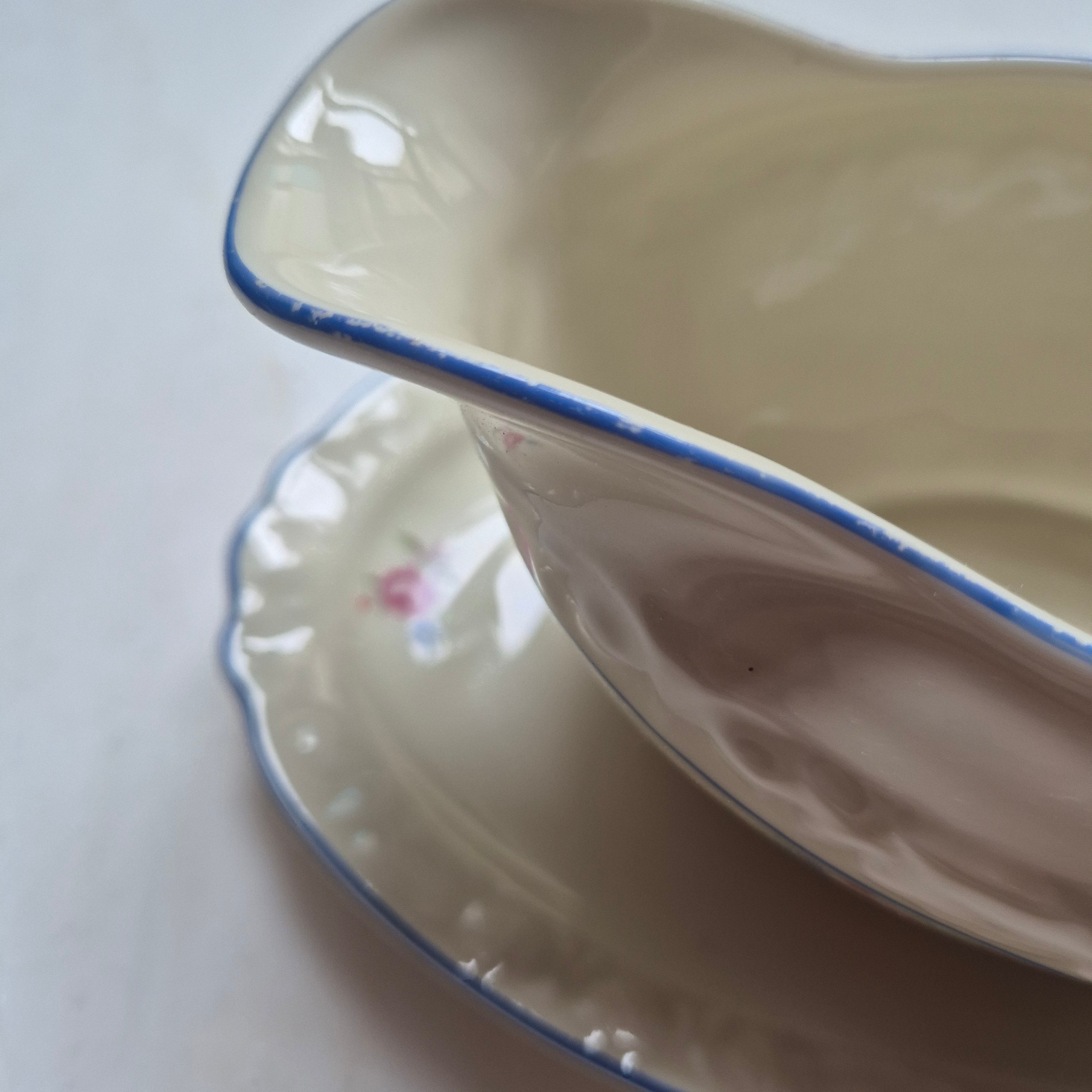 Vintage Sauciere Schüssel Blumenmalerei Porzellan Bavaria elfenbeinfarbend